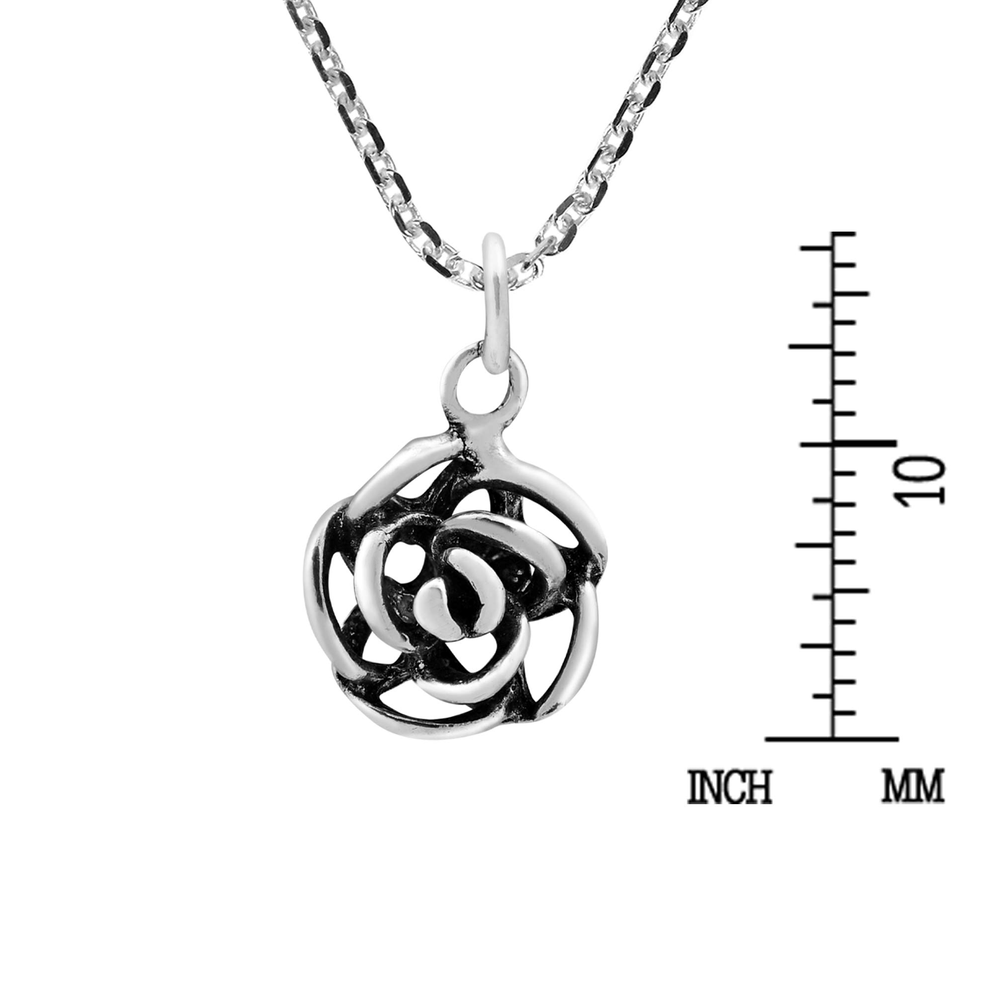 Modern Hidden Rose Blossom .925 Sterling Silver Pendant Necklace for Women - Elegant Jewelry Gift for Valentine's Day, Anniversary & Special Occasions