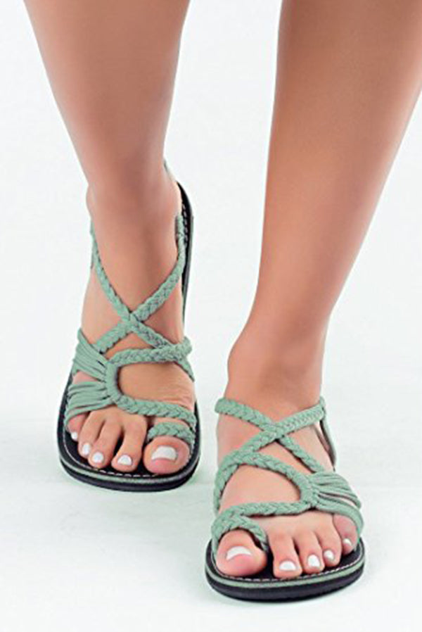 Stylish Summer Rope Flat Beach Sandals for Women - Comfortable Casual Flip Flops with Non-Slip Sole | Perfect for Beach, Pool, Vacation & Outdoor Activities