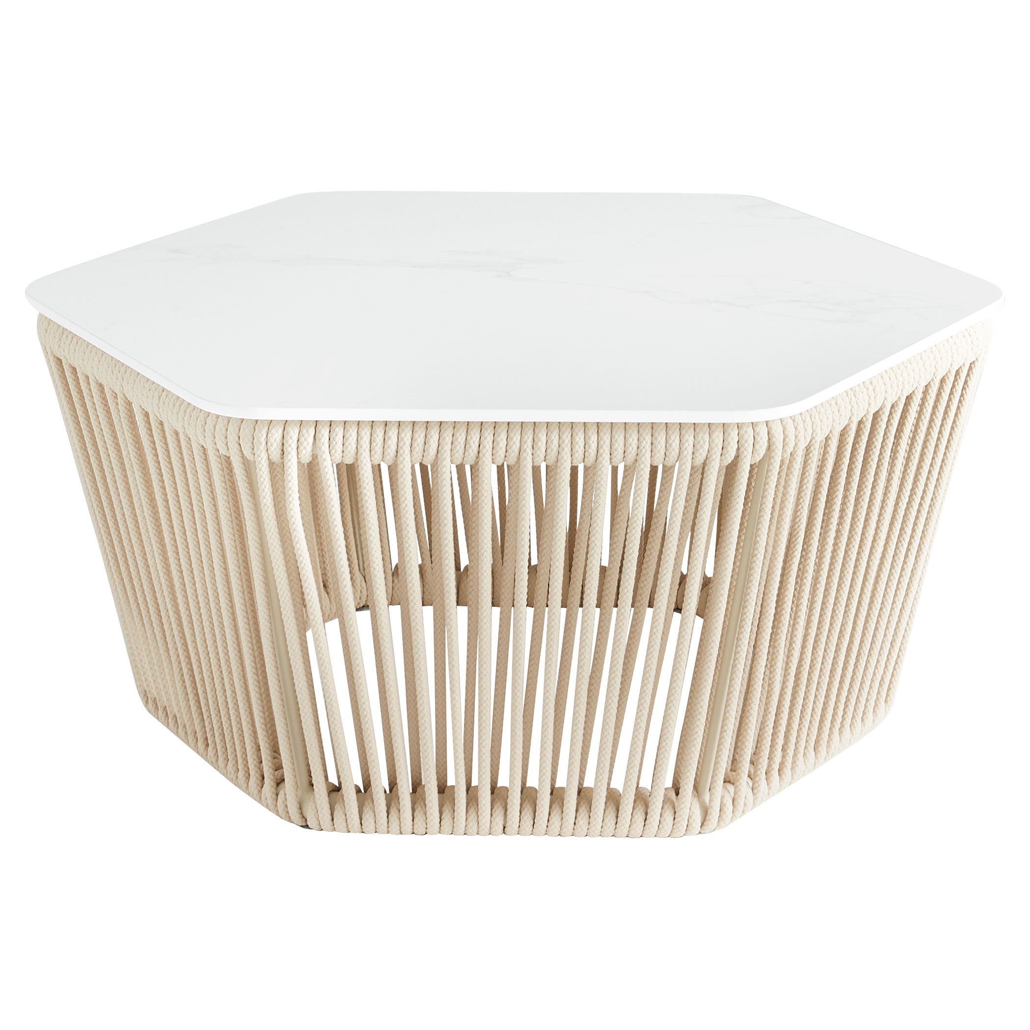 Hexagon Coffee Table - Modern Beige and White Geometric Side Table for Living Room, Lounge & Office | Cyan Design 11753