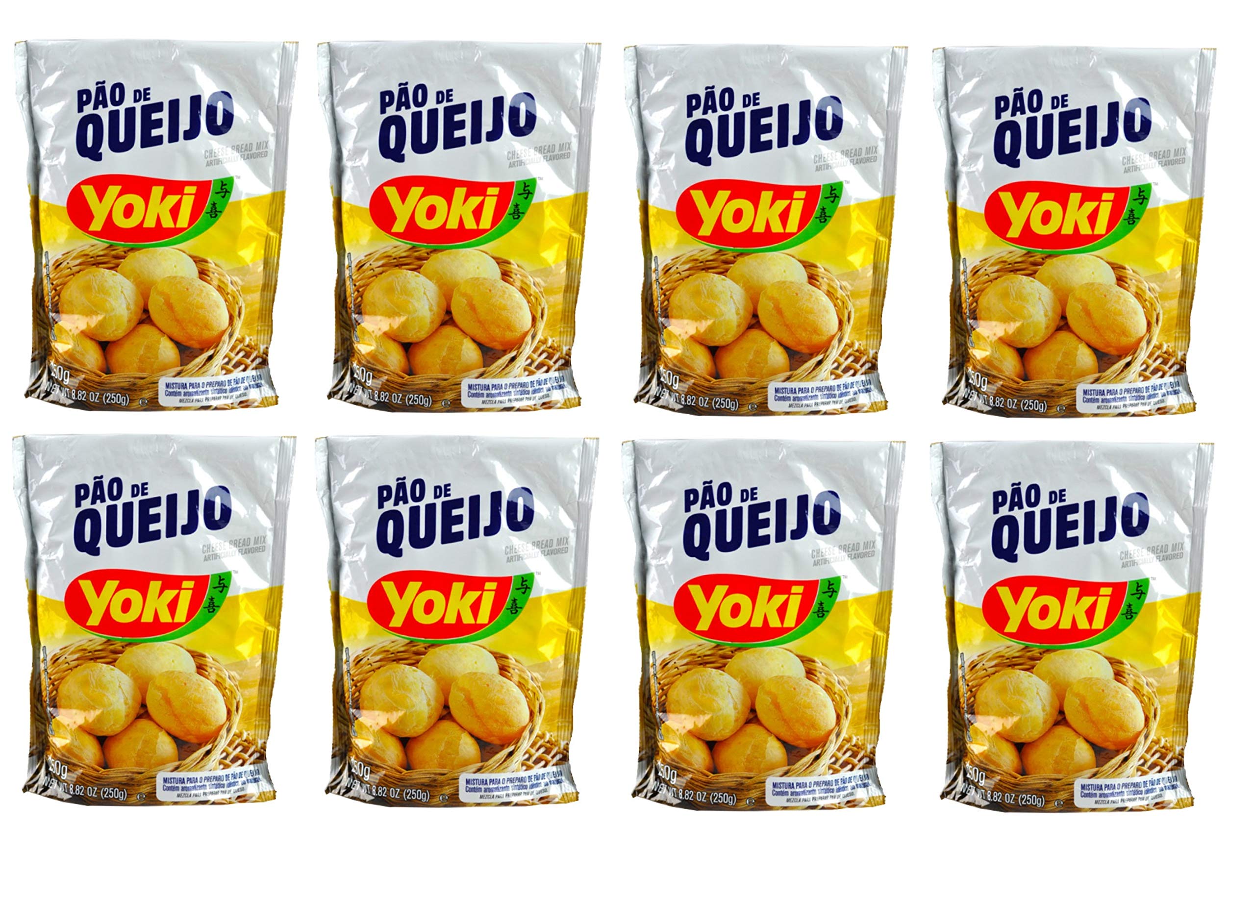 Yoki Cheese Bread Mix (Pão de Queijo) - 8.8oz (250g) Pack of 8 - Gluten Free - Perfect for Breakfast, Snacks & Parties - Authentic Brazilian Recipe