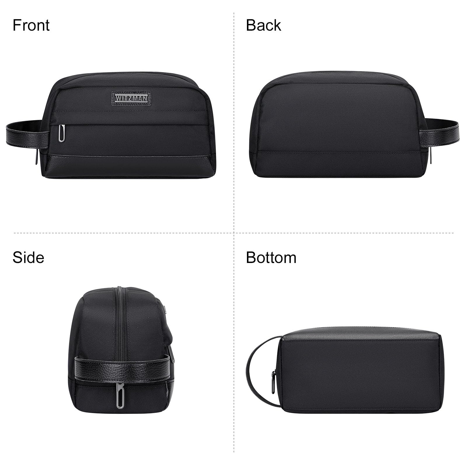 WITZMAN Water-Resistant Hanging Travel Toiletry Bag for Men & Women - Lightweight Shaving Dopp Kit & Cosmetic Organizer (B692 Black) - Perfect for Camping, Gym, Business Trips & Vacation Essentials