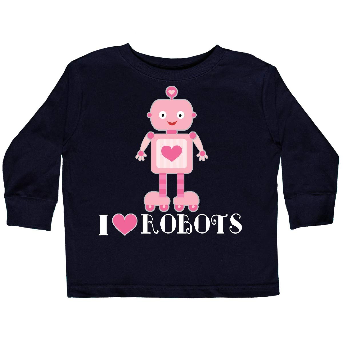 Inktastic Robotics I Love Robots Girls Toddler Long Sleeve T-Shirt - Cute Robot Graphic Tee for Toddler Girls - Perfect for School, Playdates & STEM Activities