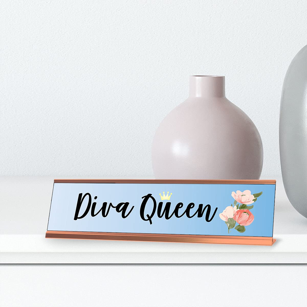 Stylish Diva Queen Office Desk Sign - 2 x 8 Inch Elegant Designer Gift for Women - Perfect for Workstations, Home Offices & Corporate Gifts