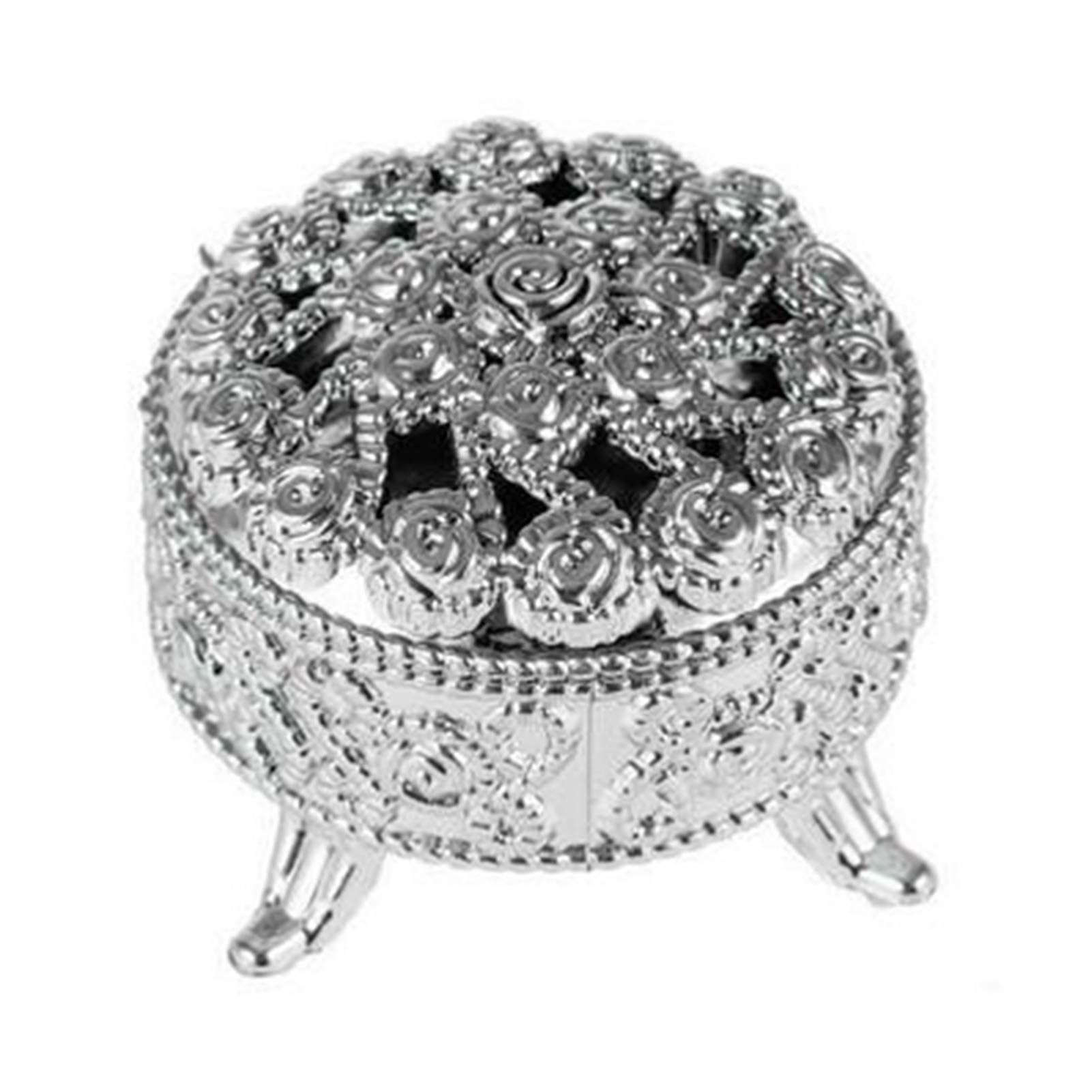 Vintage Jewelry Box - Small Ring Organizer Storage Case for Men, Women & Girls - Perfect for Wedding, Birthday Party Favors & Gift Giving - Silver Jewelry Holder for Necklaces, Earrings & Trinkets