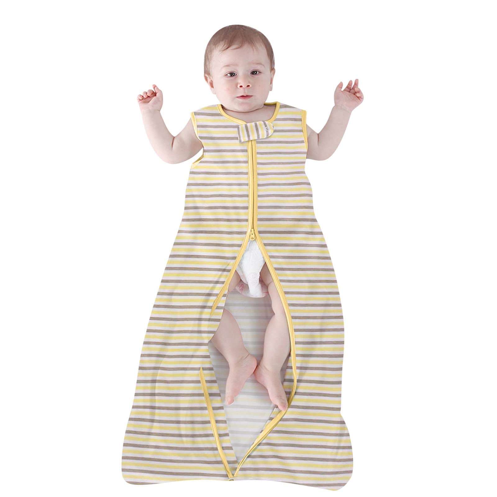 Soft Cotton Baby Swaddle Blanket with Zipper - Wearable Sleeping Bag for Newborns & Infants - Striped Design for Cozy Swaddling - Perfect for Nursery, Travel & Baby Care Essentials