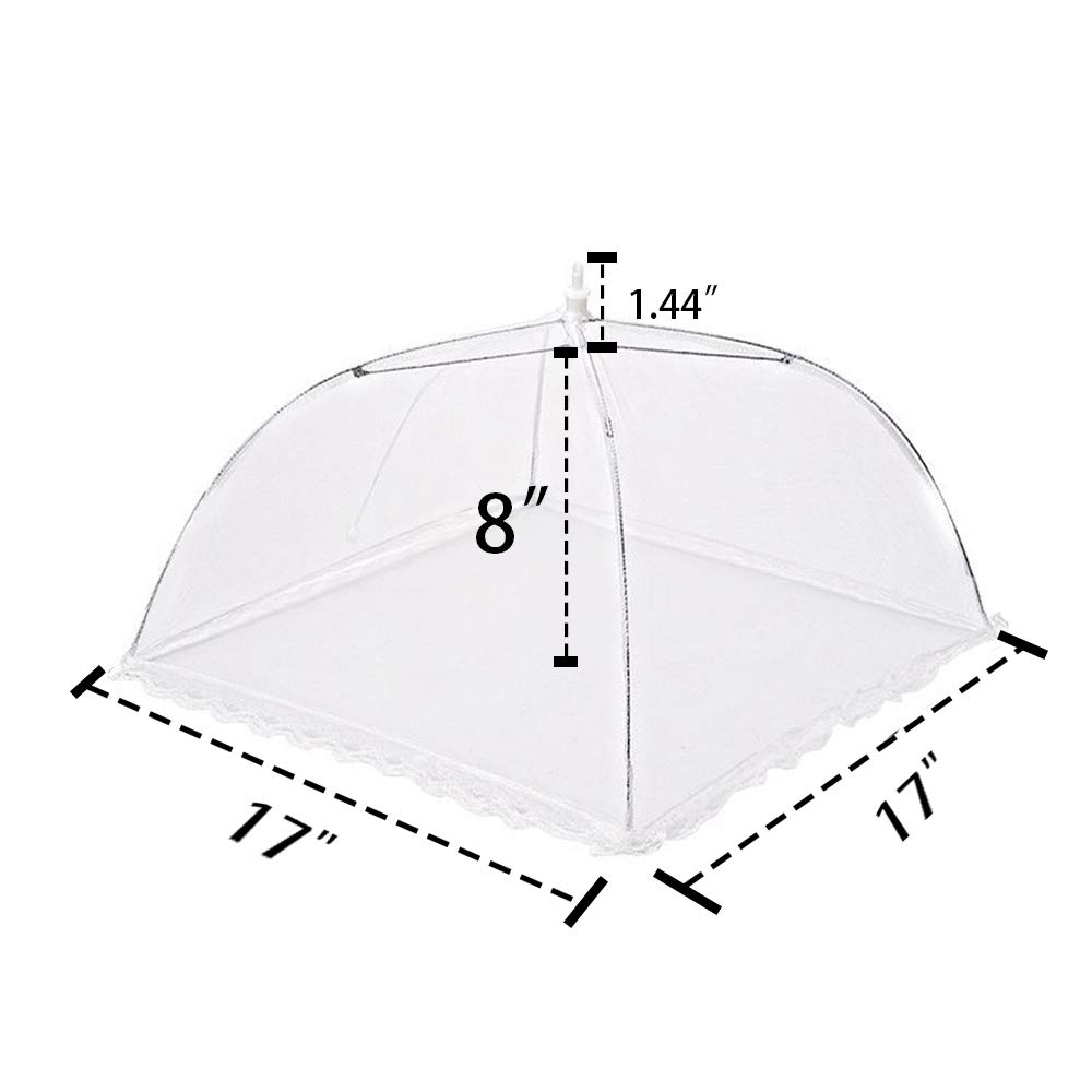 17-Inch Mesh Pop-Up Food Covers (2-Pack) - Reusable Cake Domes for Outdoor Dining, BBQs, Picnics & Parties - Keep Bugs Away from Food at Camping, Beach & Backyard Gatherings