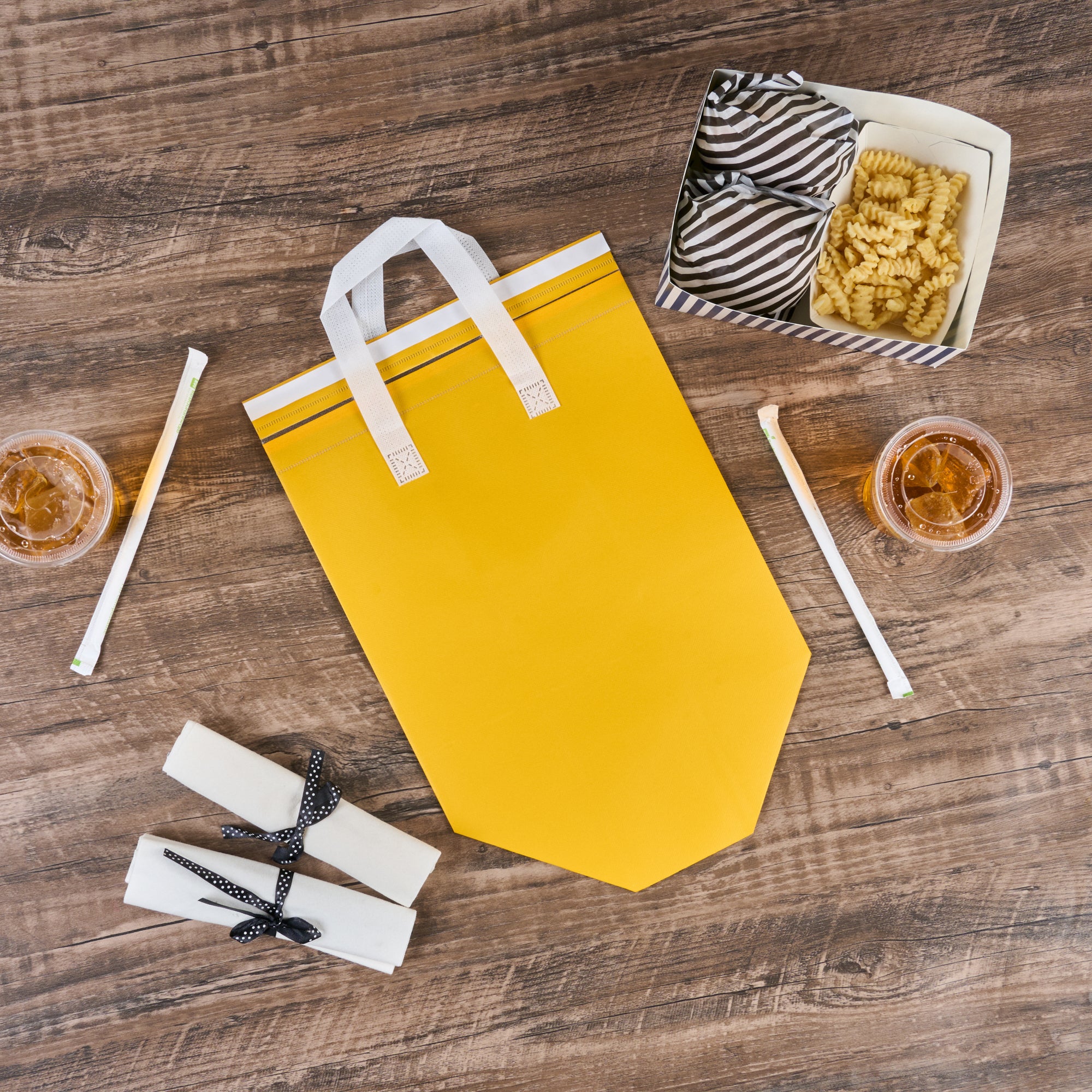 Insulated Yellow Takeout Bags - Tamper Evident Food Delivery Bags (11.75