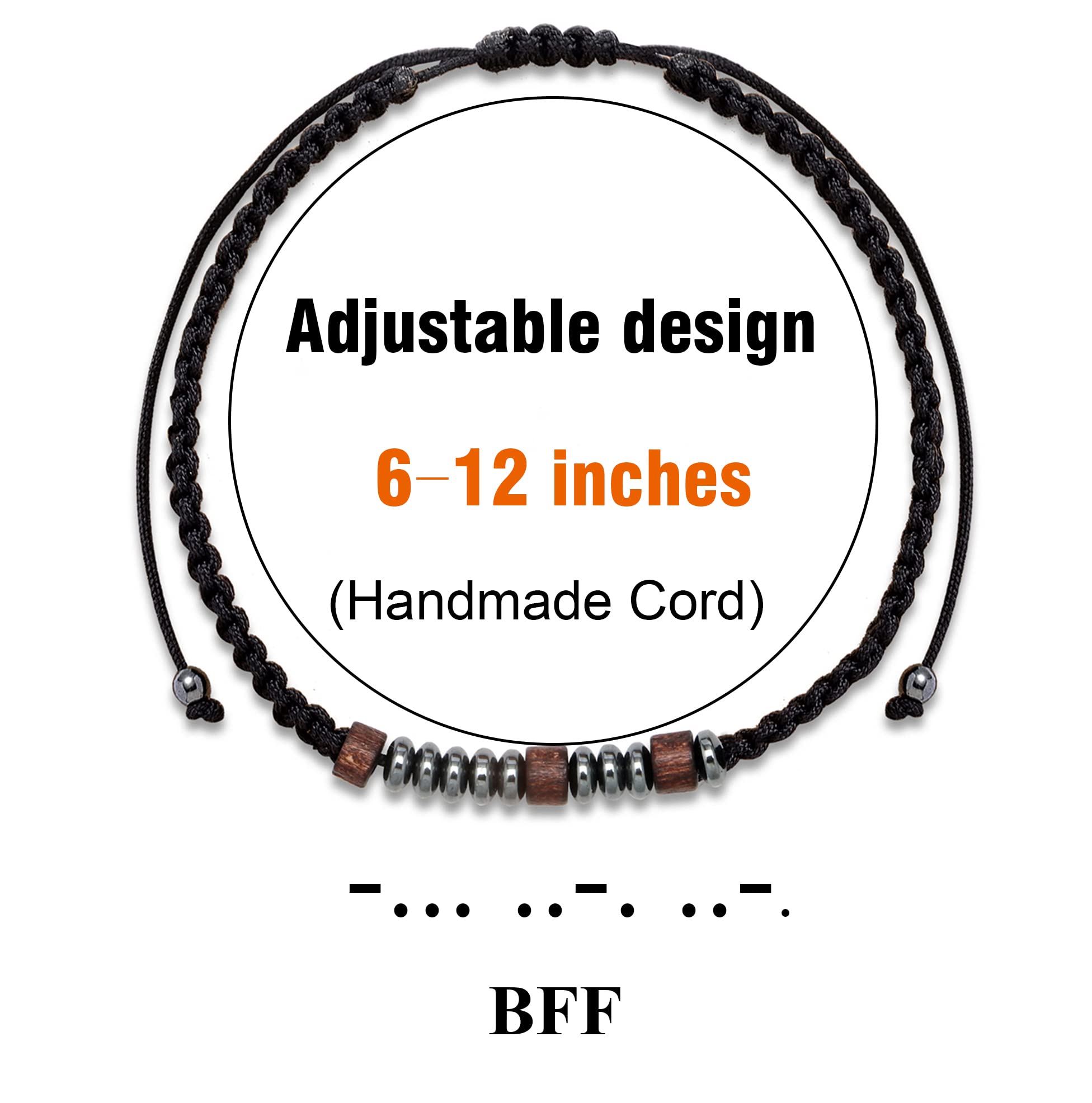 Morse Code Bracelet for Women & Men - Personalized Wooden Wrap Bracelet - Anniversary, Birthday Gifts for Best Friend, Mom, Daughter, Boyfriend, Girlfriend - Perfect for Couples, Family & Special Occasions