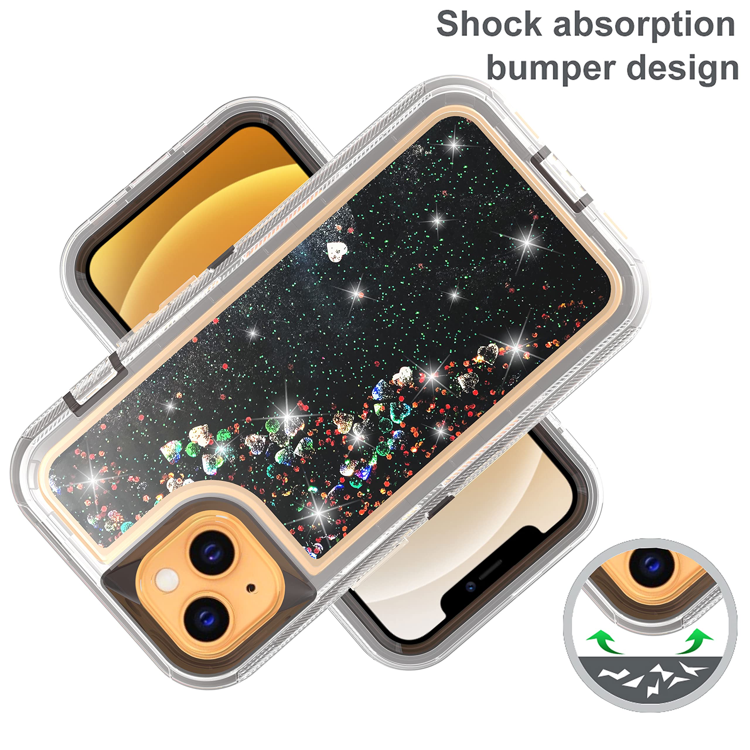 Premium Hybrid Quicksand Glitter Case for iPhone 13 Mini (5.4
