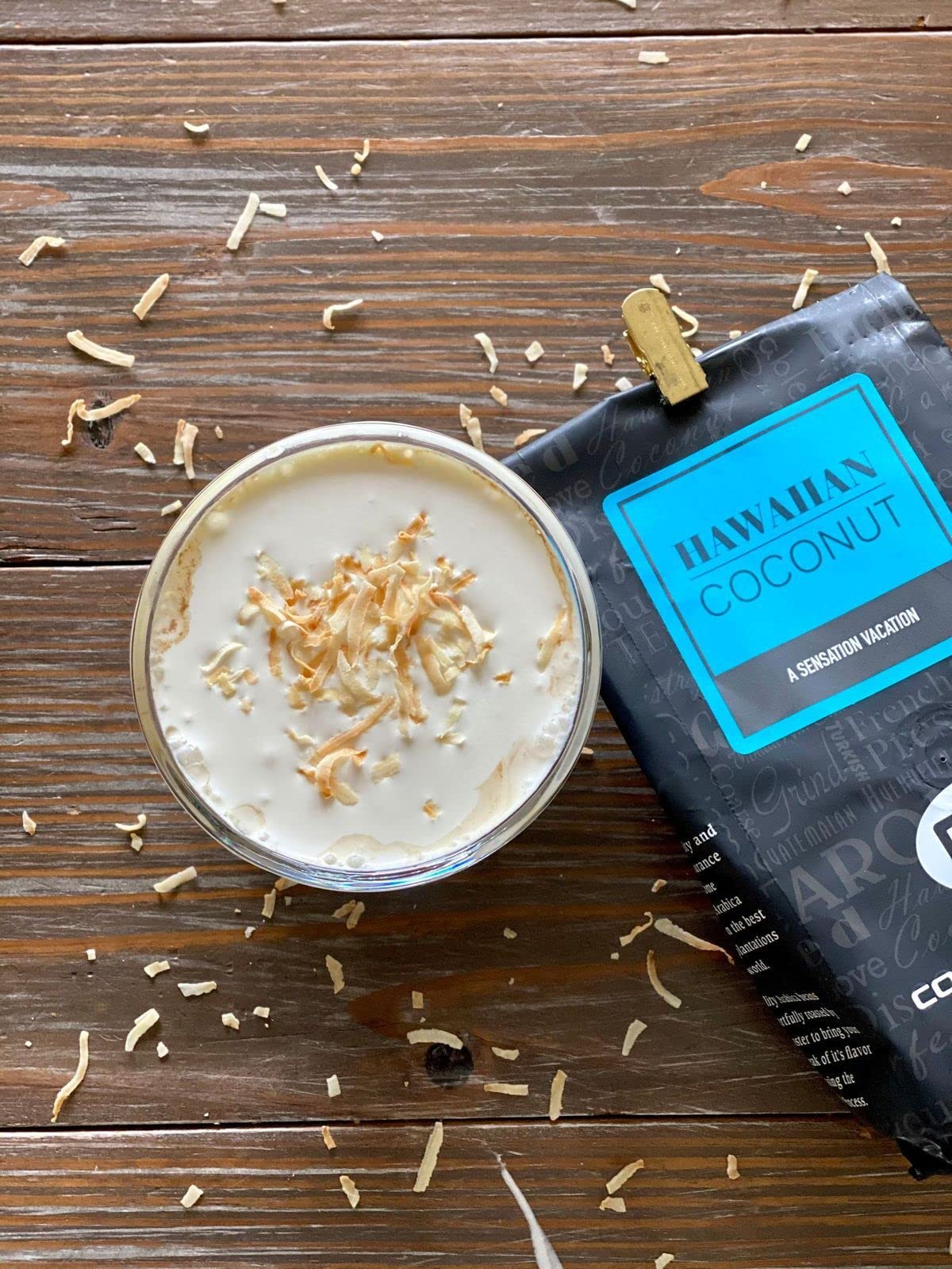 Hawaiian Coconut Flavored Coffee Beans - 12oz Medium Roast Coarse Ground Specialty Coffee for Drip Brewing | Perfect for Home, Office & Vacation Use