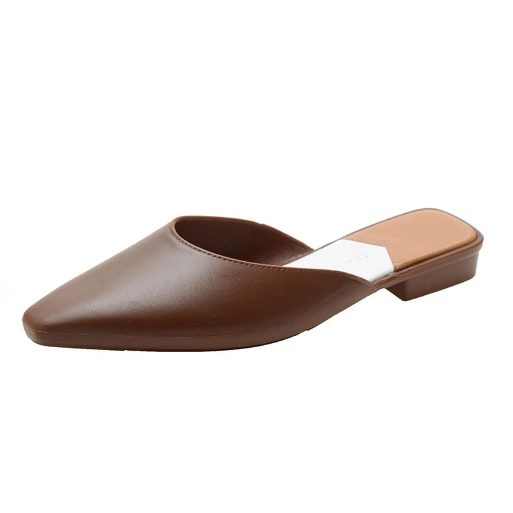 JSJFXZ Women's Square Toe Mule Slippers - Comfortable Casual Flats for Office, Work & Summer Wear - Breathable Slip-On Shoes (Color: A, Size 39) | Perfect for Home, Office & Daily Errands