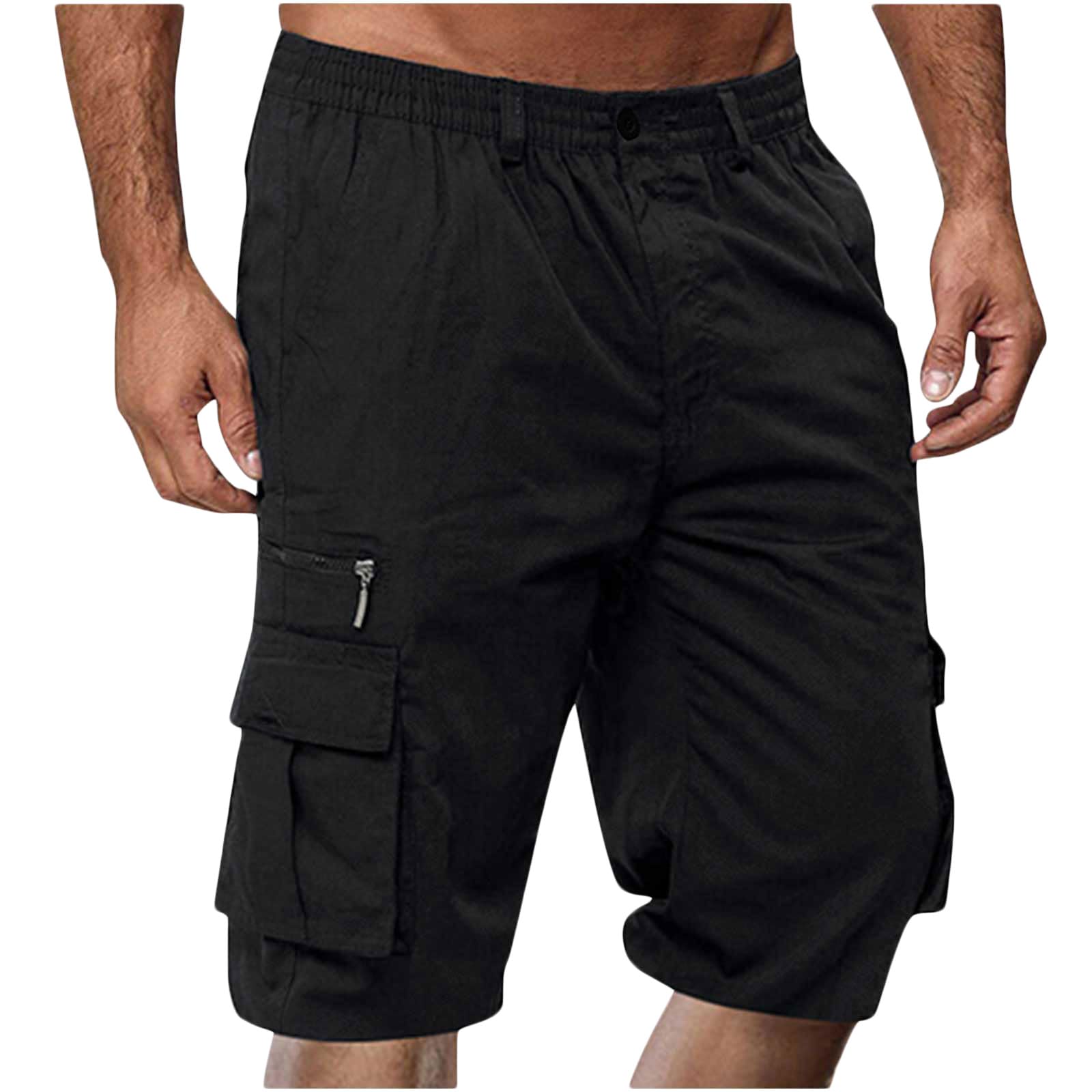 **Men's Lightweight Cargo Shorts with Elastic Waist & Multiple Pockets - Summer Work Shorts for Big & Tall - Perfect for Outdoor Activities, Hiking, and Casual Wear**