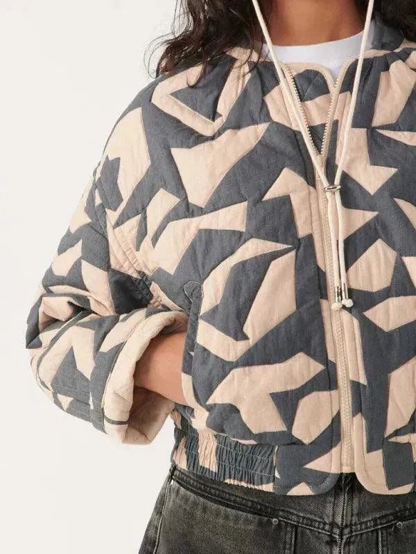 Trendy Loose Fit Winter Print Quilted Coat for Women - Warm Fashion Outerwear for Cold Weather, Casual Outings & Street Style