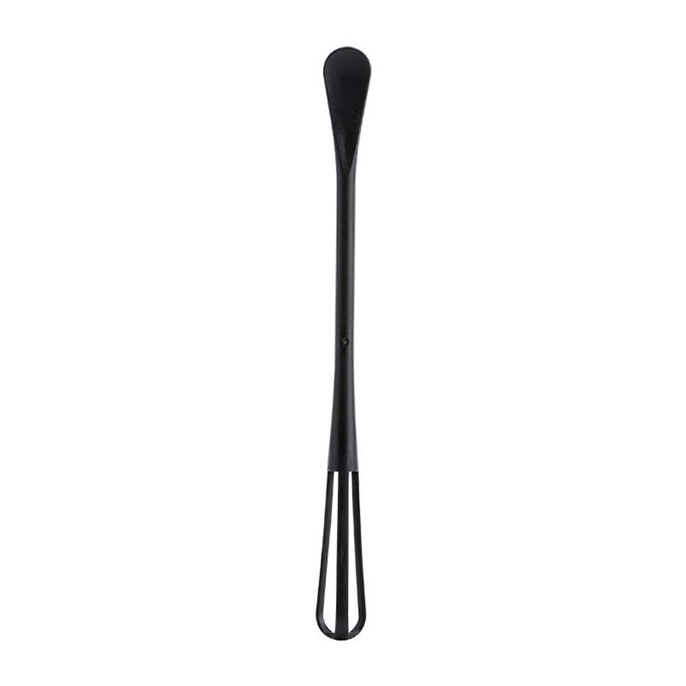 Mini Plastic Whisks with Long Handle - Double Head Egg Beater & Seasoning Spoon - 8.66 Inch Kitchen Gadget for Mixing, Beating, Cooking & Stirring (Black, YB123) - Perfect for Baking, Whisking Eggs, Making Sauces & DIY Crafts