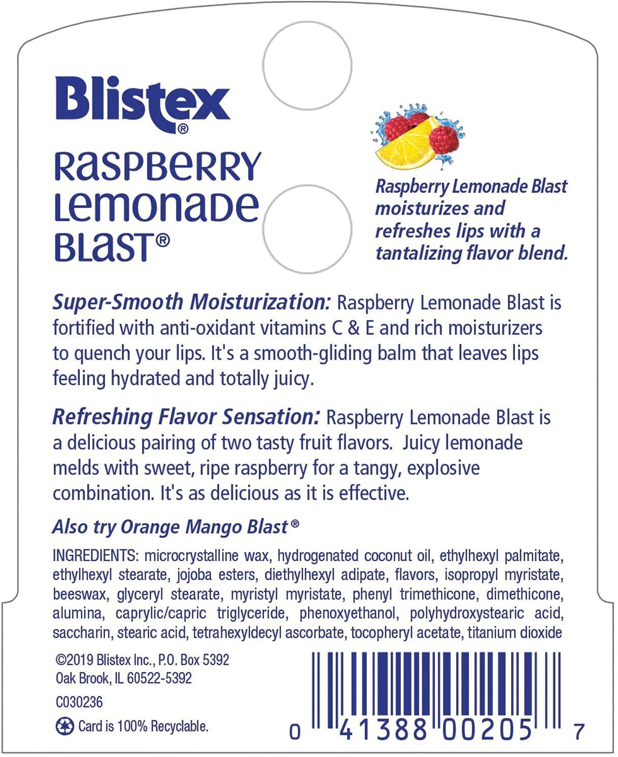 Blistex Raspberry Lemonade Blast Lip Balm - Hydrating & Moisturizing Lip Care with Refreshing Flavor, 0.15 oz (Pack of 2) | Perfect for Dry Lips, Winter Protection & Daily Lip Care