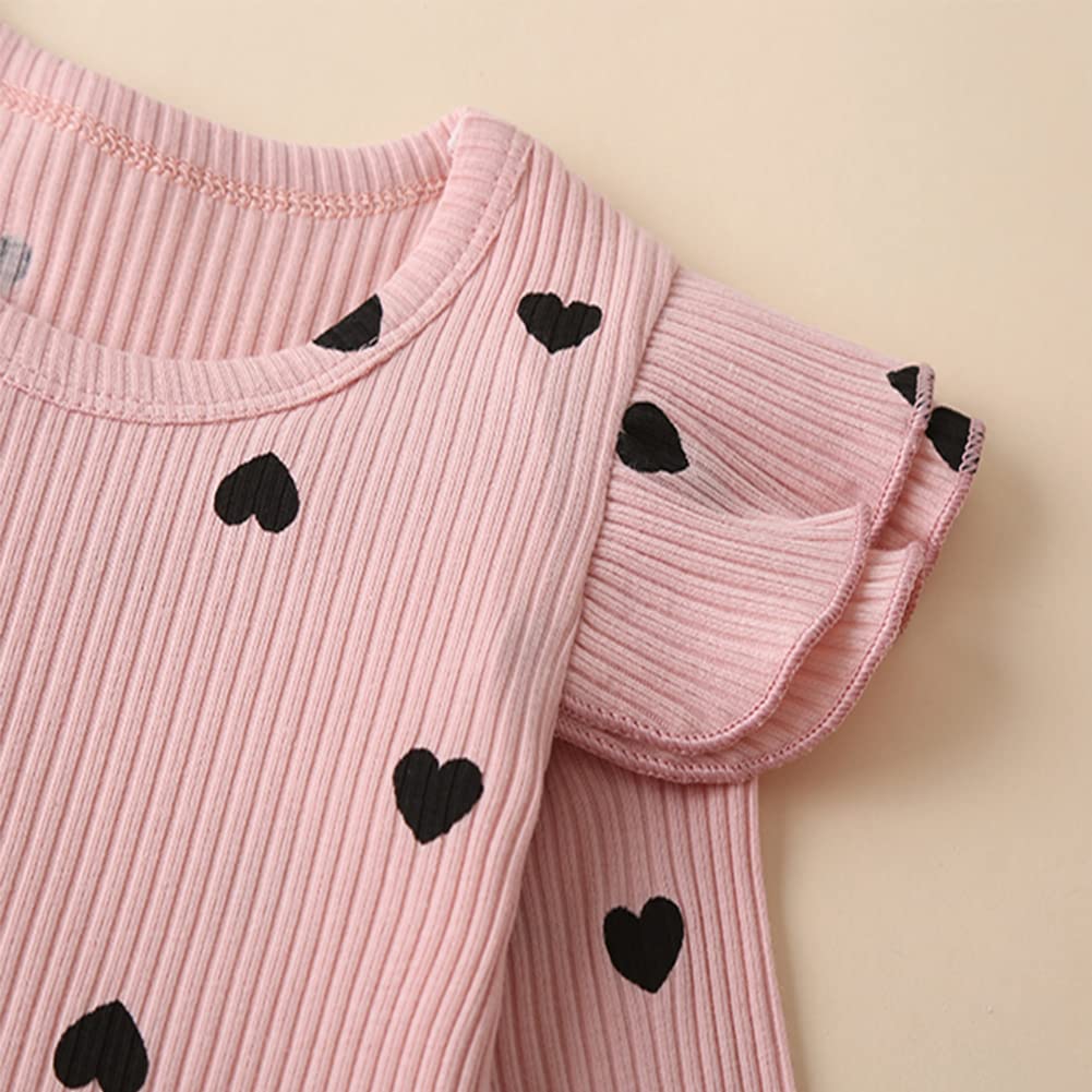 Newborn Baby Girl Outfits - Ribbed Ruffled Long Sleeve Romper Bodysuit with Pants & Headband Set | Soft Cotton Infant Clothes for 0-3 Months | Perfect for Photo Shoots, Parties & Daily Wear