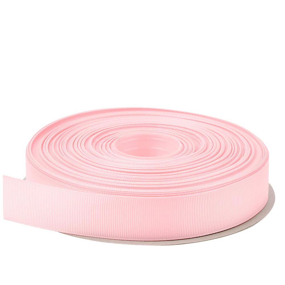 1 Inch Light Pink Grosgrain Ribbon - 50 Yards Per Roll for DIY Crafts, Bow Making, Wreaths, Gift Wrapping, Hair Accessories & Wedding Decorations - Perfect for Party Favors, Scrapbooking and Home Decor Projects