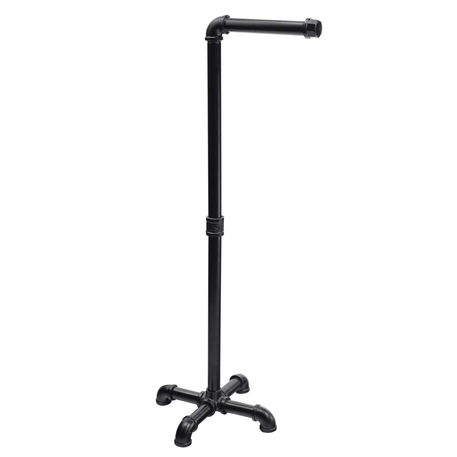 Rustic Industrial Pipe Toilet Paper Holder - No Drill Steampunk Bathroom Tissue Stand with Electroplated Black Iron Finish | Modern Farmhouse & Loft Decor for Bathroom, Powder Room, RV