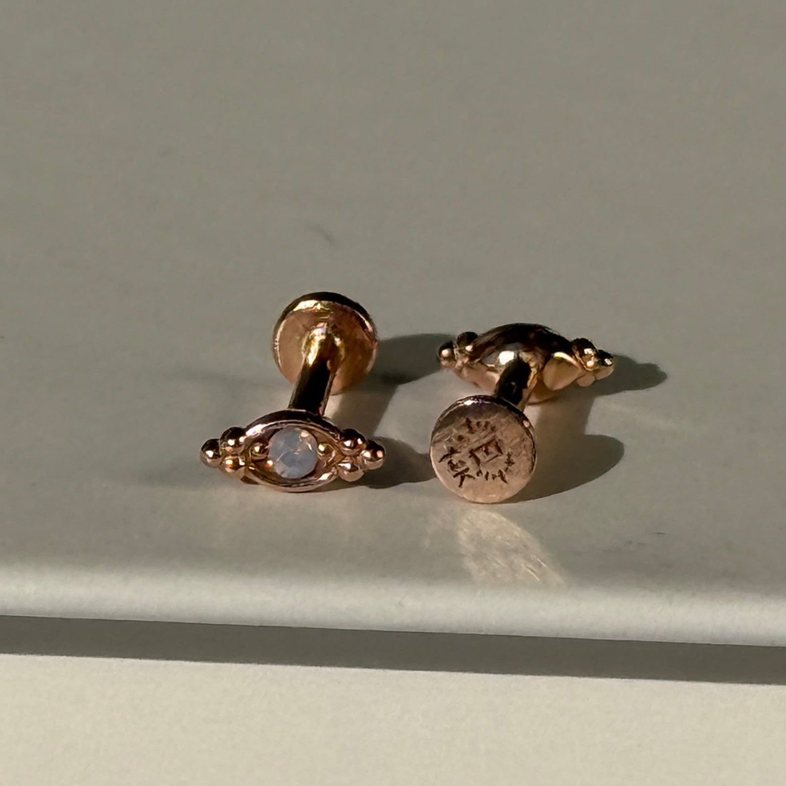 14k Yellow Gold Beaded Marquise Diamond Evil Eye Stud Earrings - Protection Jewelry for Women, Gift for Her, Perfect for Everyday Wear & Special Occasions