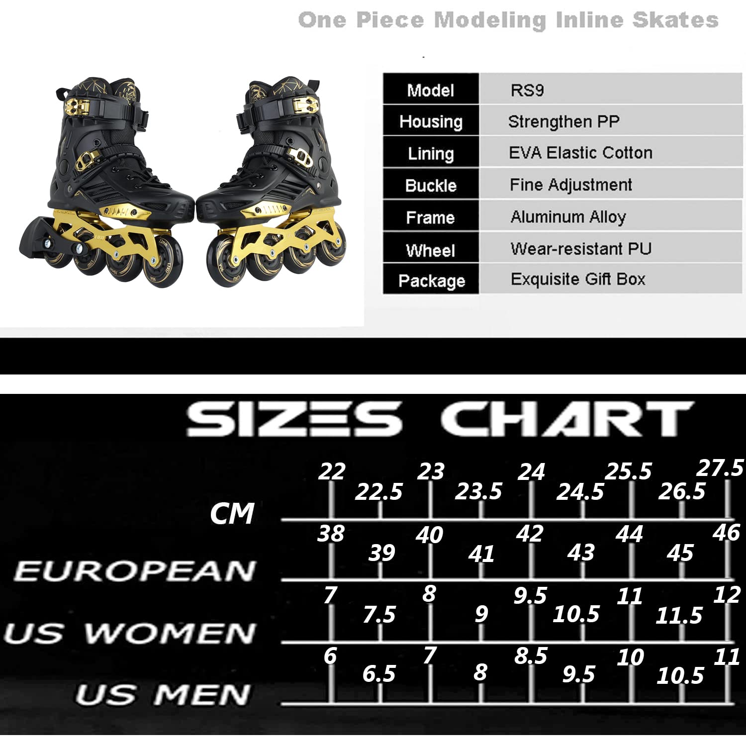 LIKU Unisex Fitness Inline Skates for Adults - Adjustable Roller Skates for Men & Women - Perfect for Outdoor, Indoor, Park & Rink Skating