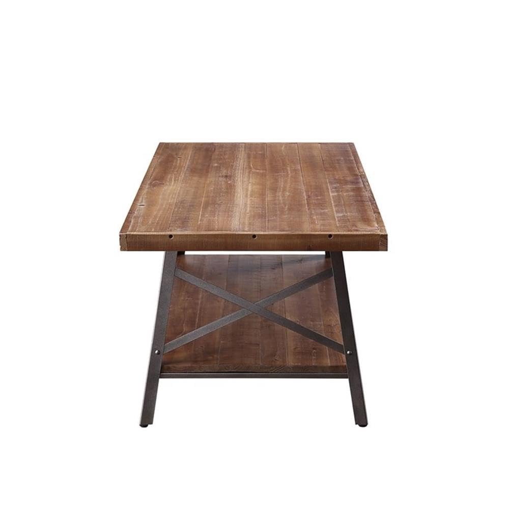 Acme Ikram Rectangular Wooden Coffee Table - Weathered Oak & Black Finish - Modern Living Room Furniture for Home Decor & Small Space