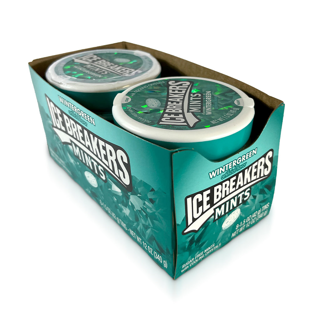 Hershey Ice Breaker Mints Wintergreen Flavor | 8 Count Box | Fresh Breath Mints for Office, Travel & After Meals