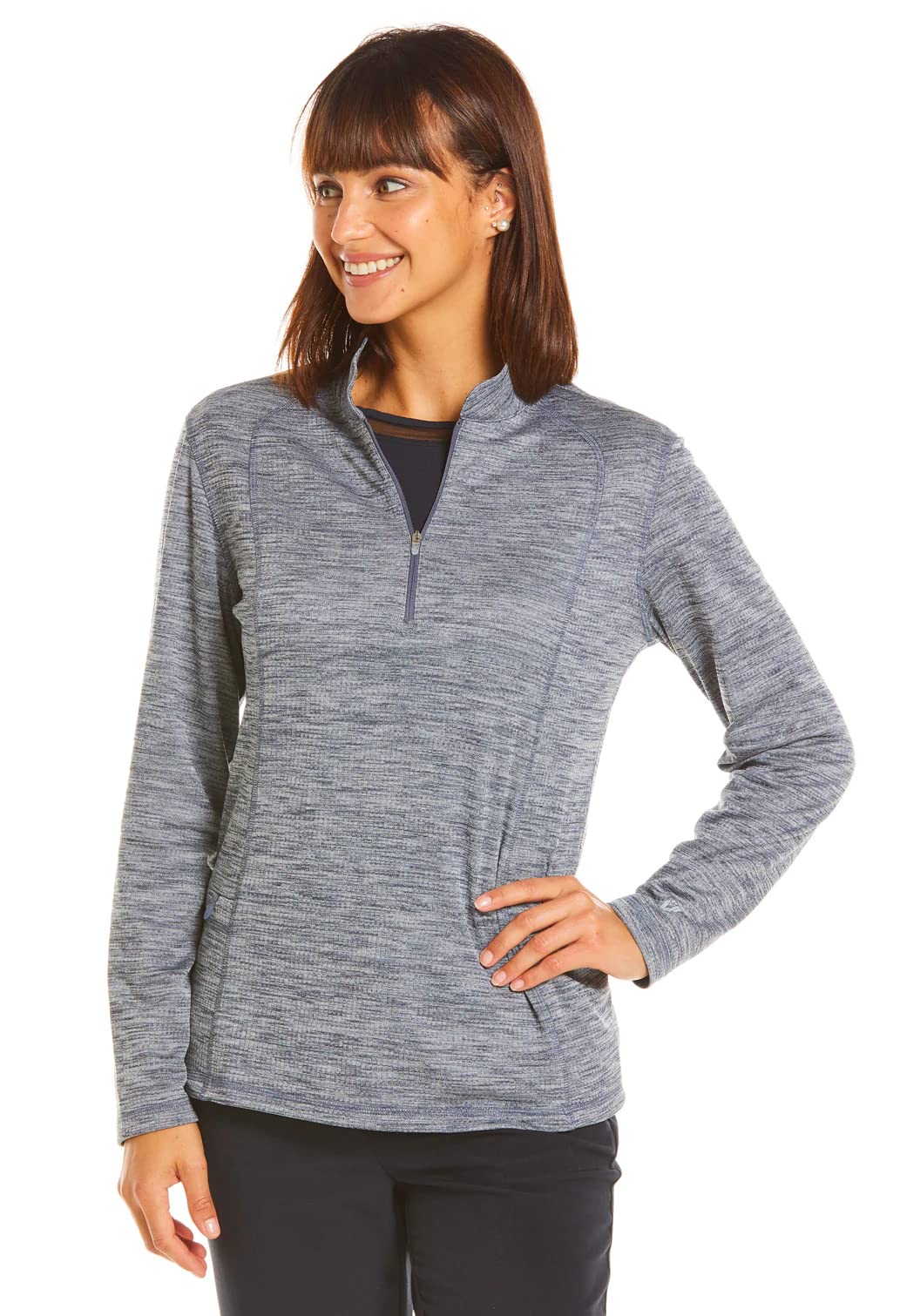 IBKUL UPF 50+ Sun Protective Waffle-Knit Pullover - Space Dye Mini-Grid Athleisure Wear for Women | Perfect for Outdoor Activities, Yoga & Beach Cover-Up