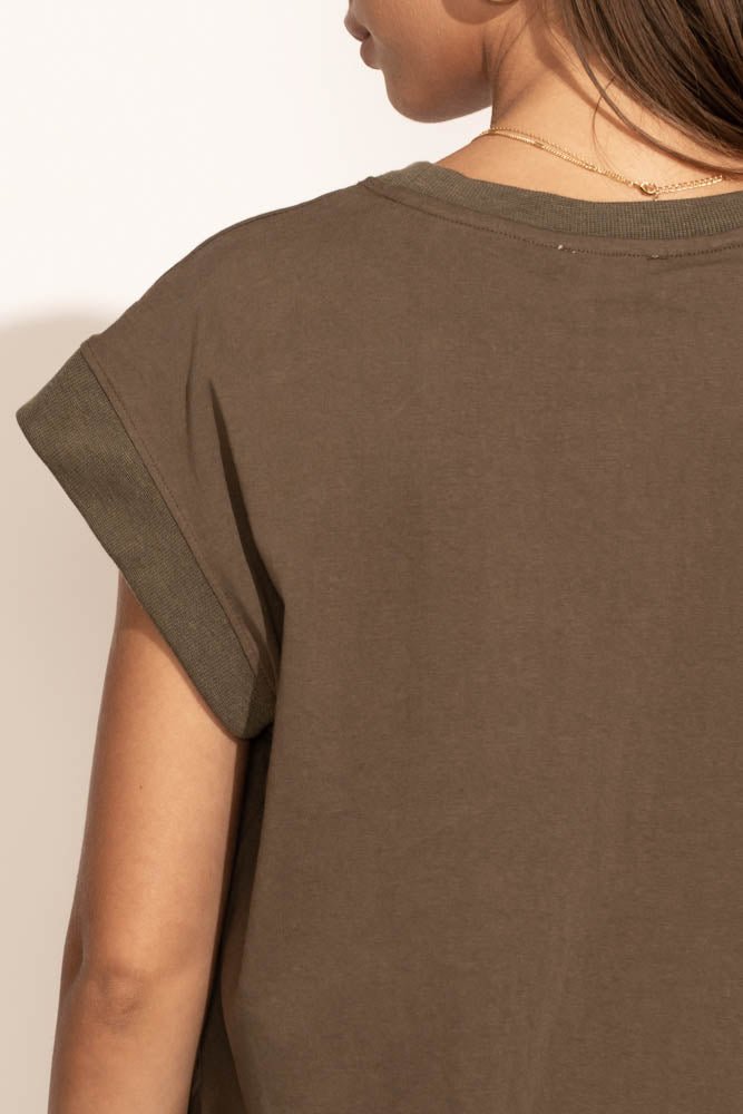 Arlo Women's Olive Green Top - Casual Short Sleeve Blouse for Everyday Wear, Work & Outings