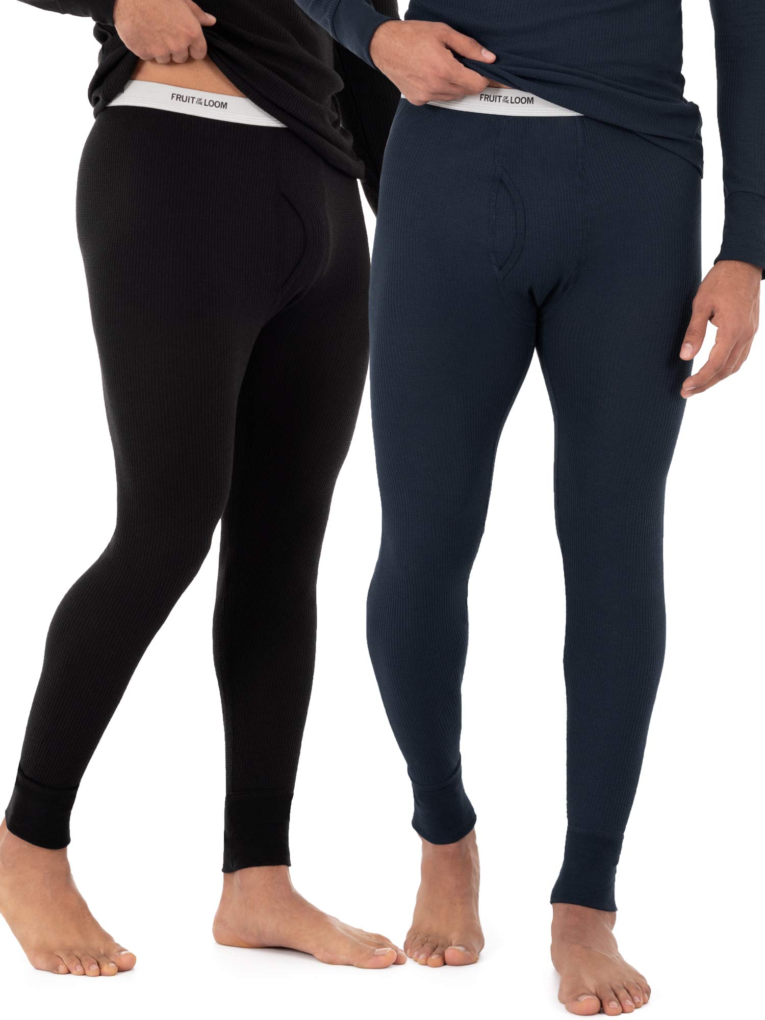 Fruit of the Loom Men's Classic Midweight Waffle Thermal Underwear Bottoms - 1 Pack & 2 Pack Options - Warm Winter Base Layer for Cold Weather, Outdoor Activities & Layering
