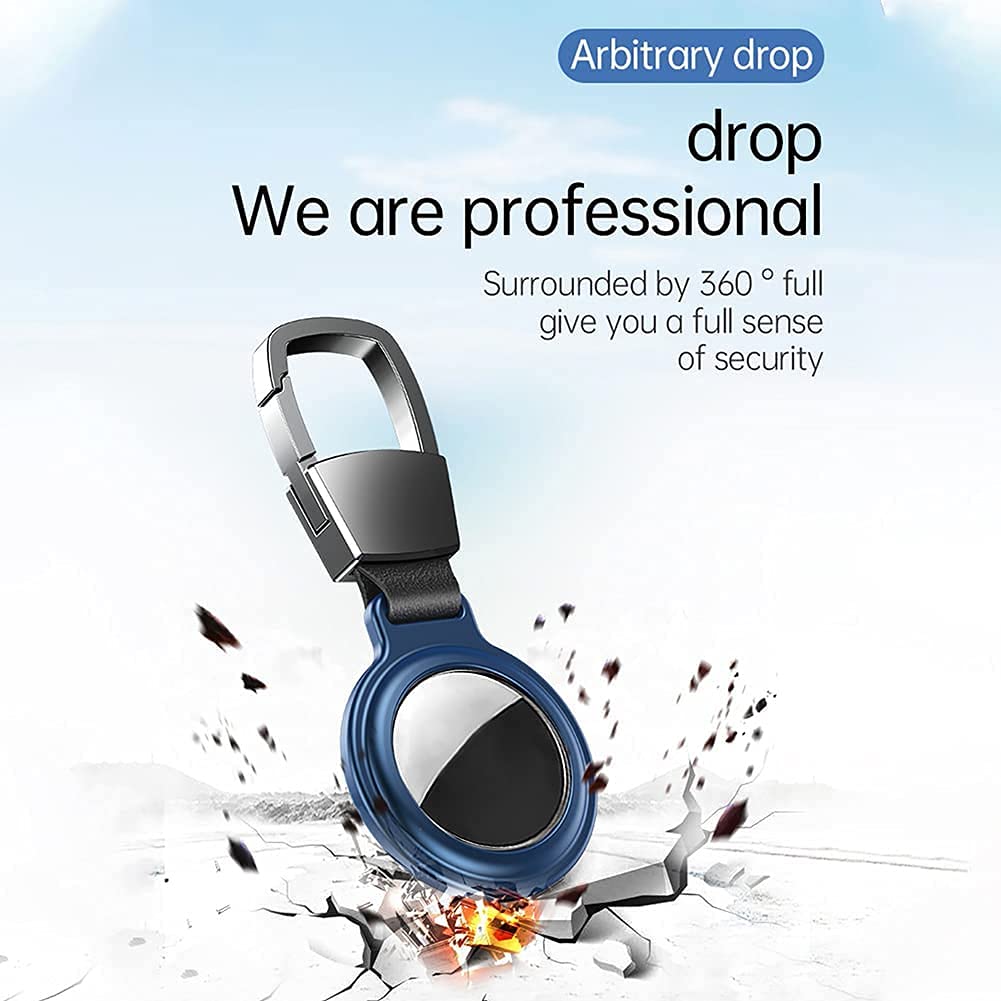 KumDimFa AirTag Case - Durable Metal Protective Cover with Magnetic Design & Carabiner Clip for Apple AirTag (Blue) | Perfect for Keychains, Backpacks, Luggage & Pet Tracking