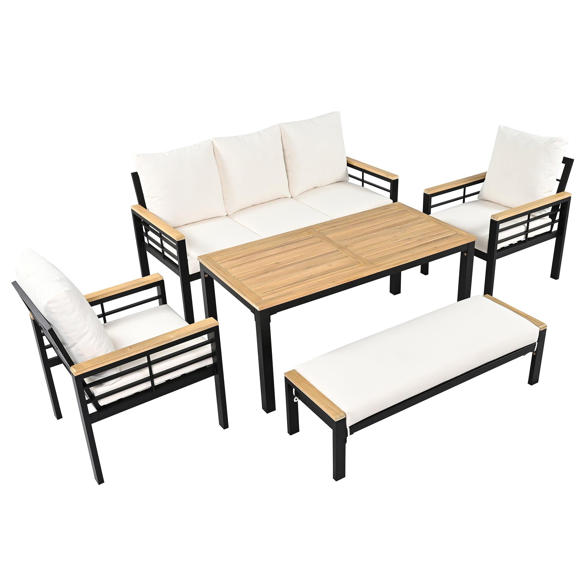 5-Piece Outdoor Patio Conversation Set with 3-Seat Sofa & Cushions - Perfect for Backyard, Poolside, Garden, and Outdoor Relaxation