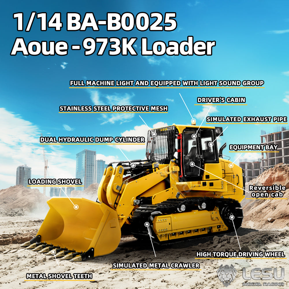 1/14 Scale Metal LESU 973K Hydraulic RC Loader - Remote Control Construction Vehicle with Painted Tracks, PNP & RTR Options - Perfect for Construction Enthusiasts & RC Hobbyists