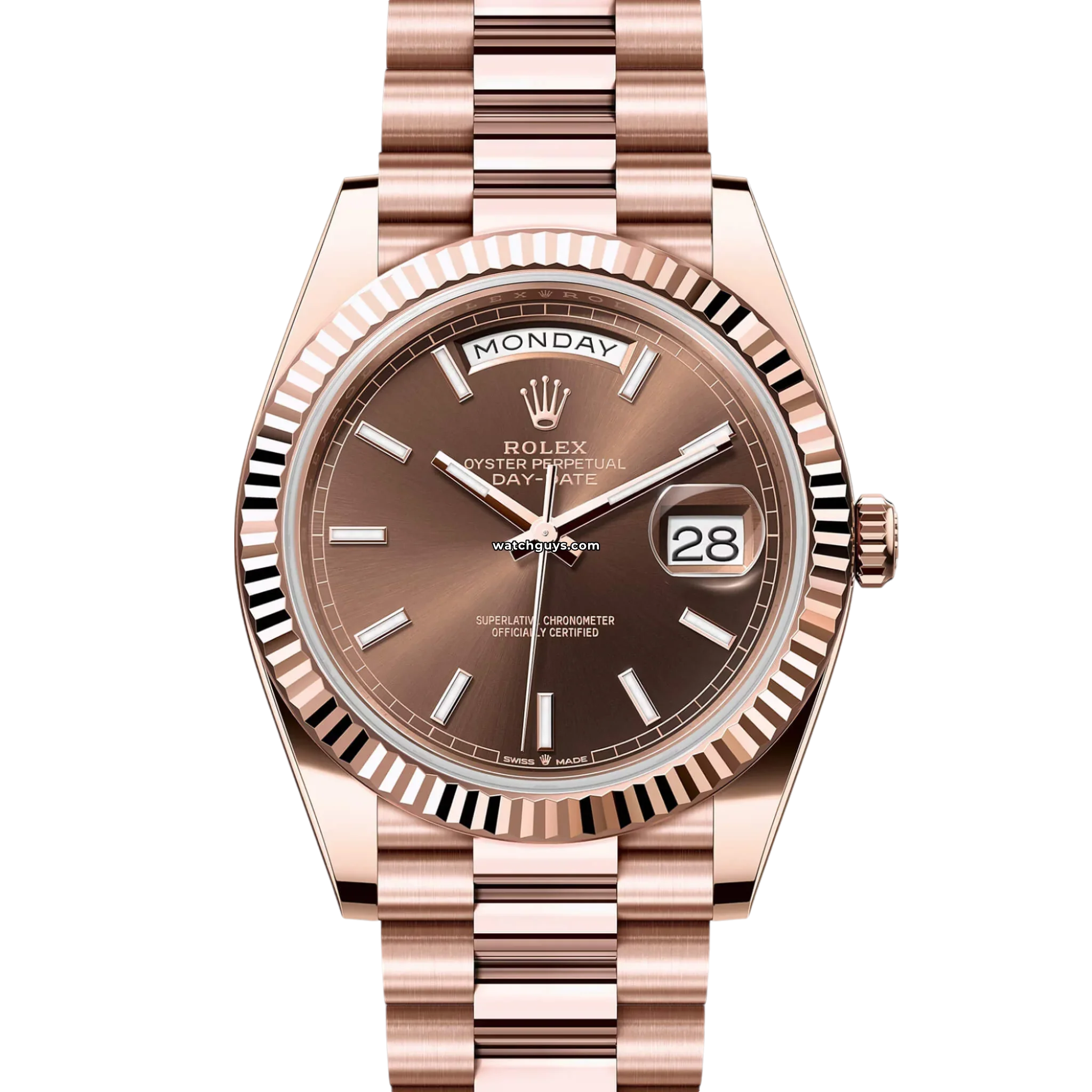 Rolex Day-Date 40 228235 18K Everose Gold Chocolate Dial Men's Watch - Luxury Timepiece for Business & Formal Occasions