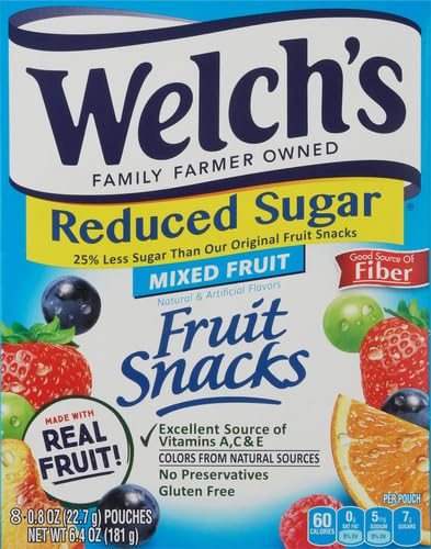 Welch's Mixed Fruit Snacks - 0.8 Oz (8 Count) | Gluten Free, Fat Free & Vitamin C Rich | Perfect for Lunchboxes, After-School Snacks & On-The-Go Energy