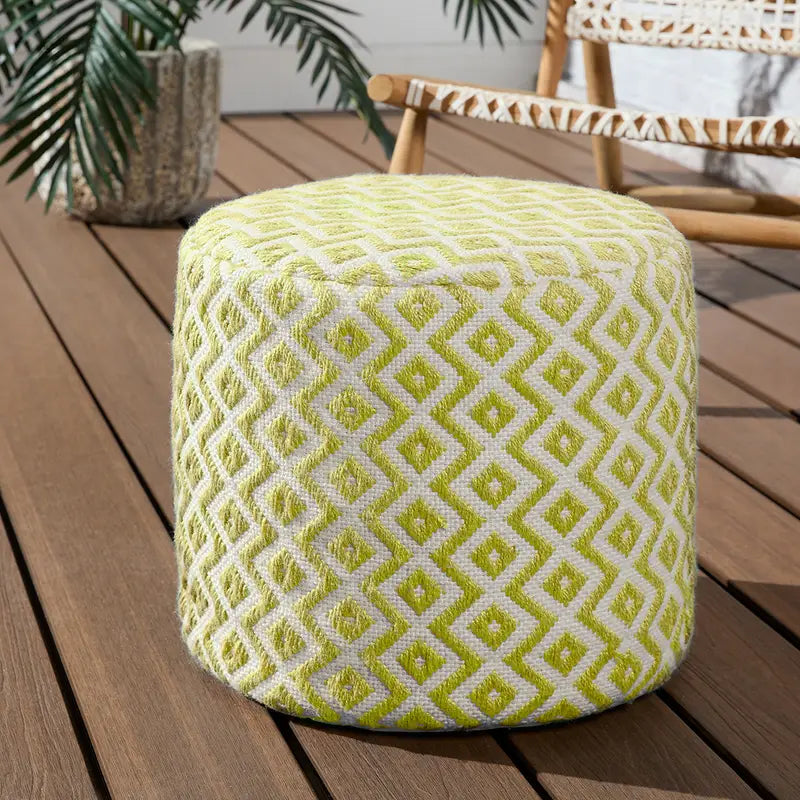 Jaipur Living Lenon Osbourne Pouf - Stylish Round Ottoman Footstool for Living Room, Bedroom & Lounge - Perfect Accent Seating for Home Decor