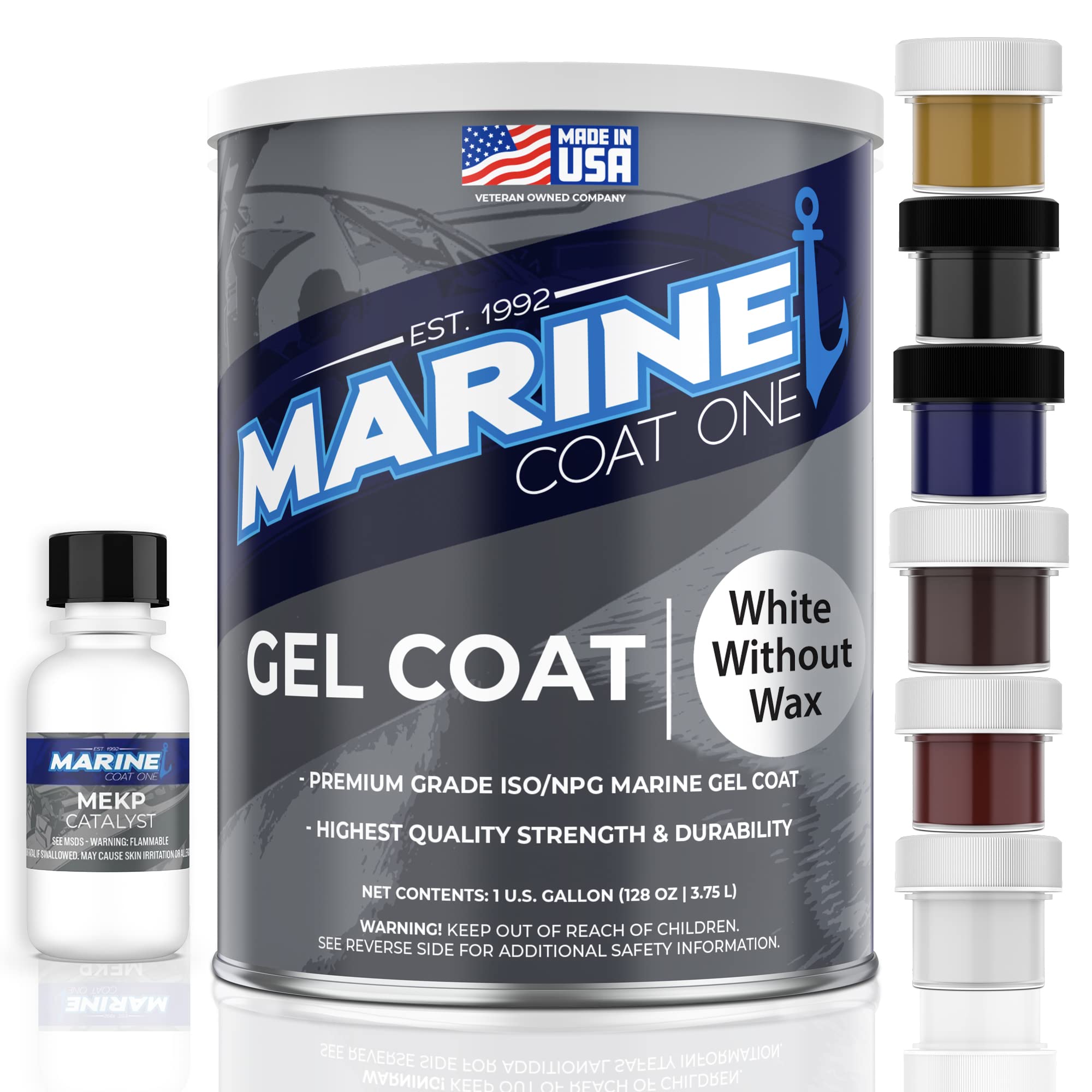 Premium White Gel Coat Without Wax - Includes MEKP Catalyst for Marine & Automotive Repair - Perfect for Boat Hulls, Car Parts & DIY Projects