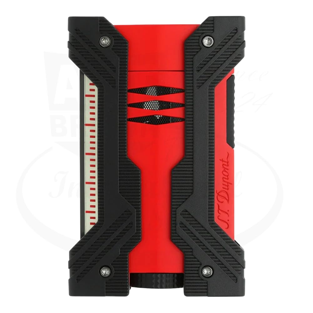 S.T. Dupont Defi XXtreme Luxury Windproof Lighter - Matte Black & Red Finish | Premium Butane Refillable Lighter for Cigars, Cigarettes & Outdoor Use