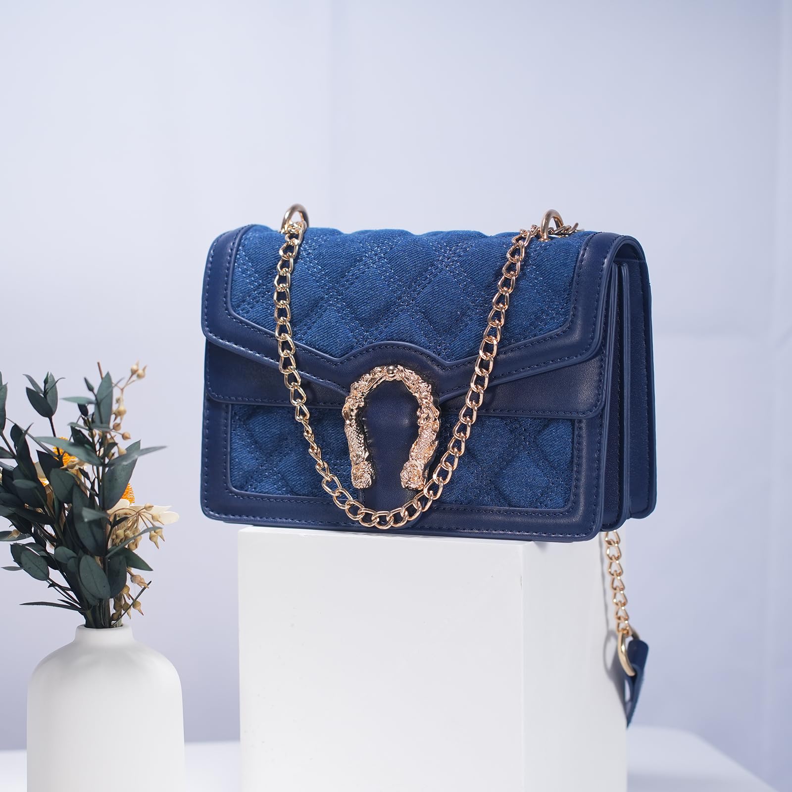 Aiqudou Women's Crossbody Bag & Satchel Purse - Luxury PU Leather Handbag with Snake Print & Chain Strap | Perfect for Work, Travel, and Evening Out