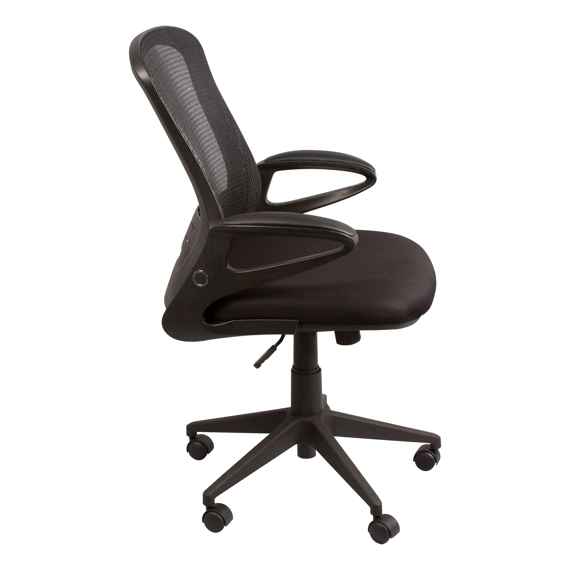 Norwood Commercial Furniture NOR-IAH3006N-SO Black Mesh Back Office Chair with Foldable Seat Back - Ergonomic Desk Chair for Home Office, Conference Room & Workstation