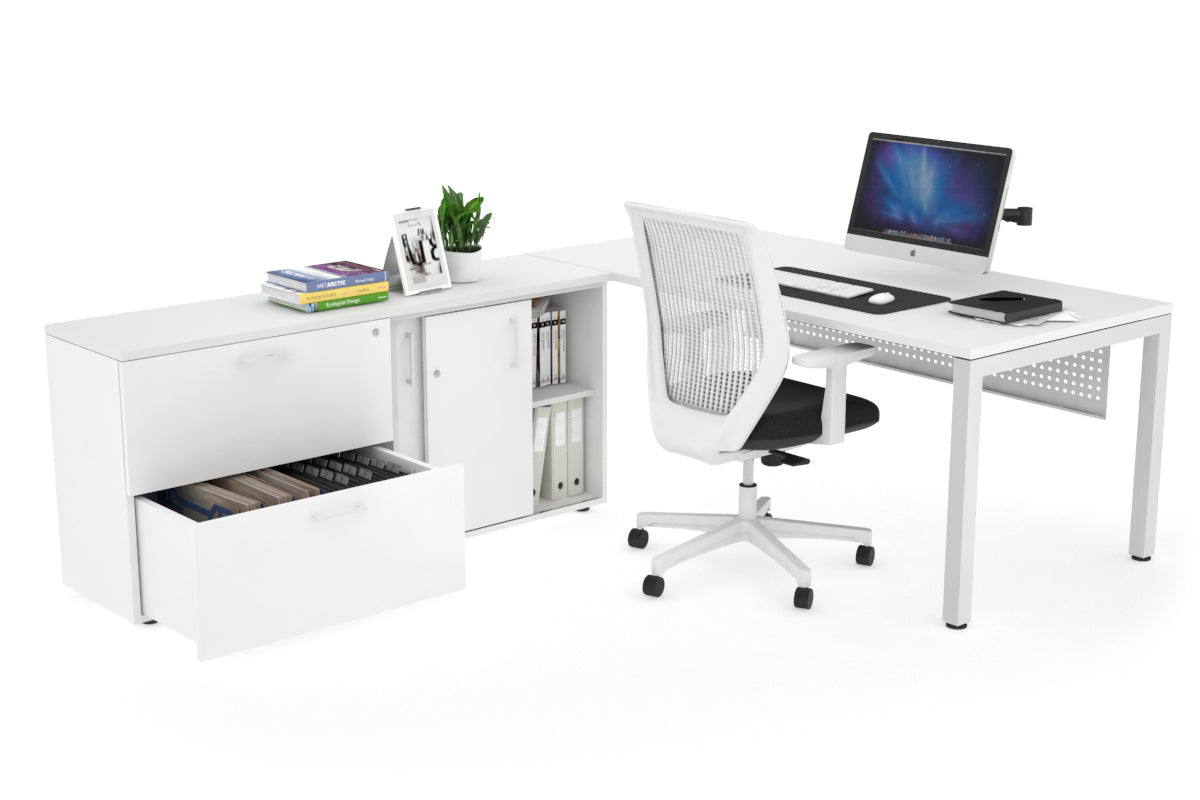 Quadro Square Executive White Frame Office Chair [1600L x 700W] - Premium Ergonomic Seating for Home Office & Conference Rooms