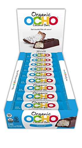 Organic OCHO Candy Bar - Coconut Flavor, 1.5oz (18 Pack) | Gluten-Free, Vegan, Non-GMO | Perfect for Halloween, Party Favors & Healthy Snacking