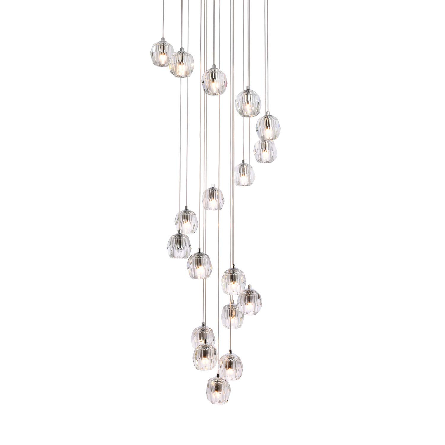 Eren 18-Light Chrome Pendant Lighting Fixture - Modern Ceiling Chandelier for Dining Room, Living Room & Bedroom Decor