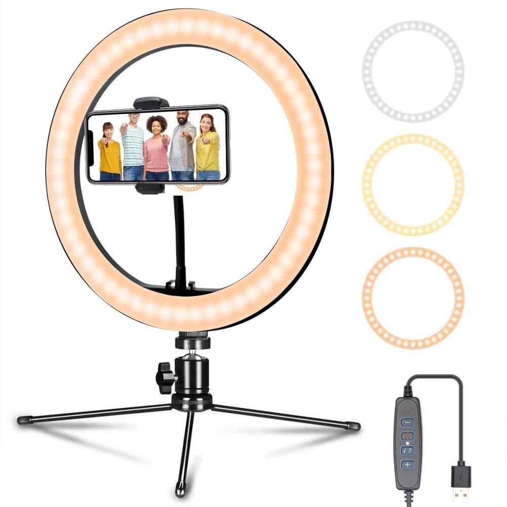 10 Inch 26cm LED Ring Light with Phone Clip - 360° Rotatable Fill Light for Live Streaming, Selfies, YouTube Videos & Photography - Perfect for TikTok, Instagram & Makeup Videos