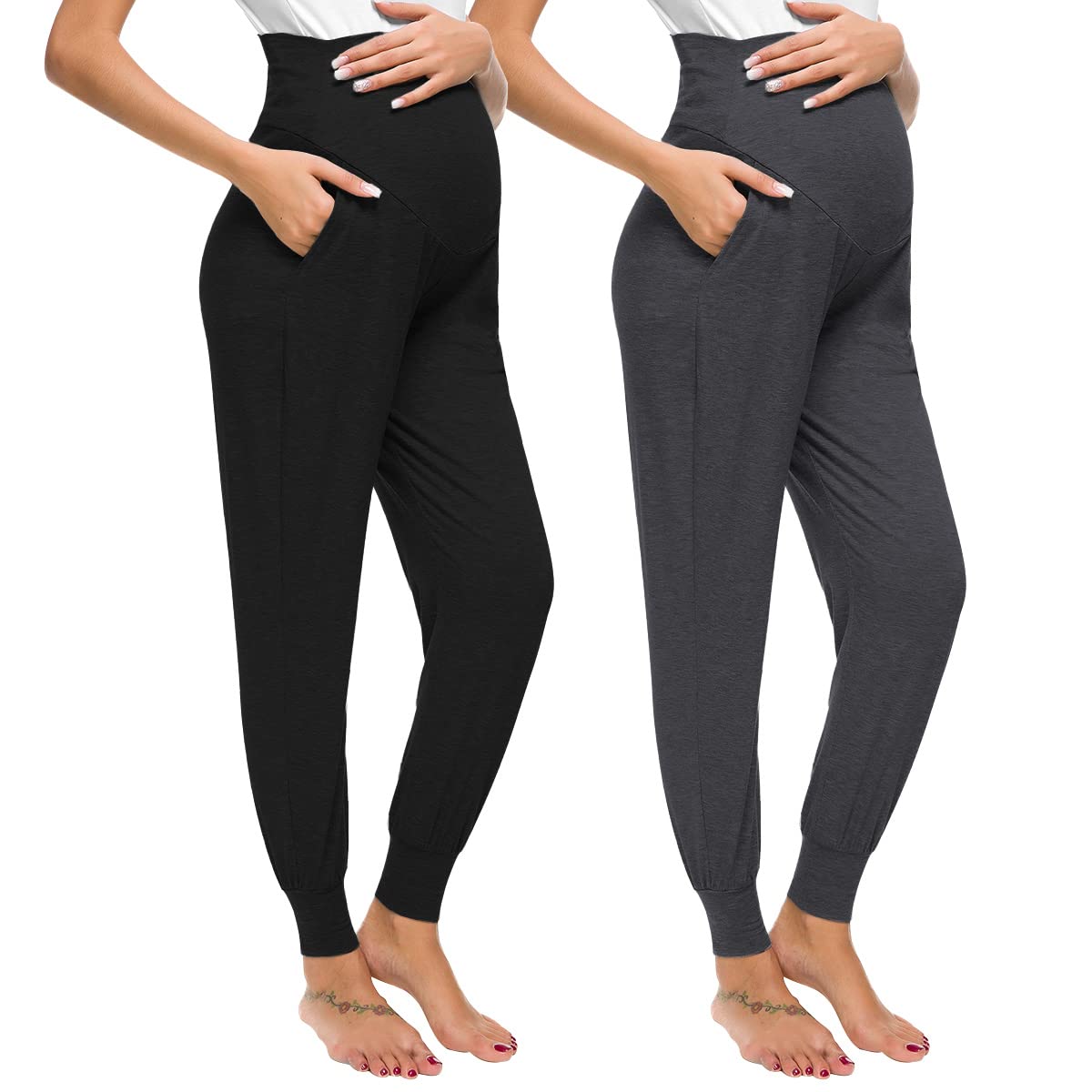 Liu & Qu Women's Maternity Stretchy Casual Lounge Pants - Soft Comfortable Pregnancy Pants for Relaxing at Home, Yoga & Daily Wear