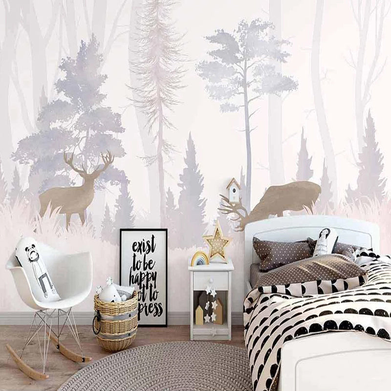 Reindeers in the Forest Nursery Wallpaper - Waterproof Peel & Stick Wall Mural for Baby Room Decor | Perfect for Nursery, Kids Bedroom & Playroom Decoration