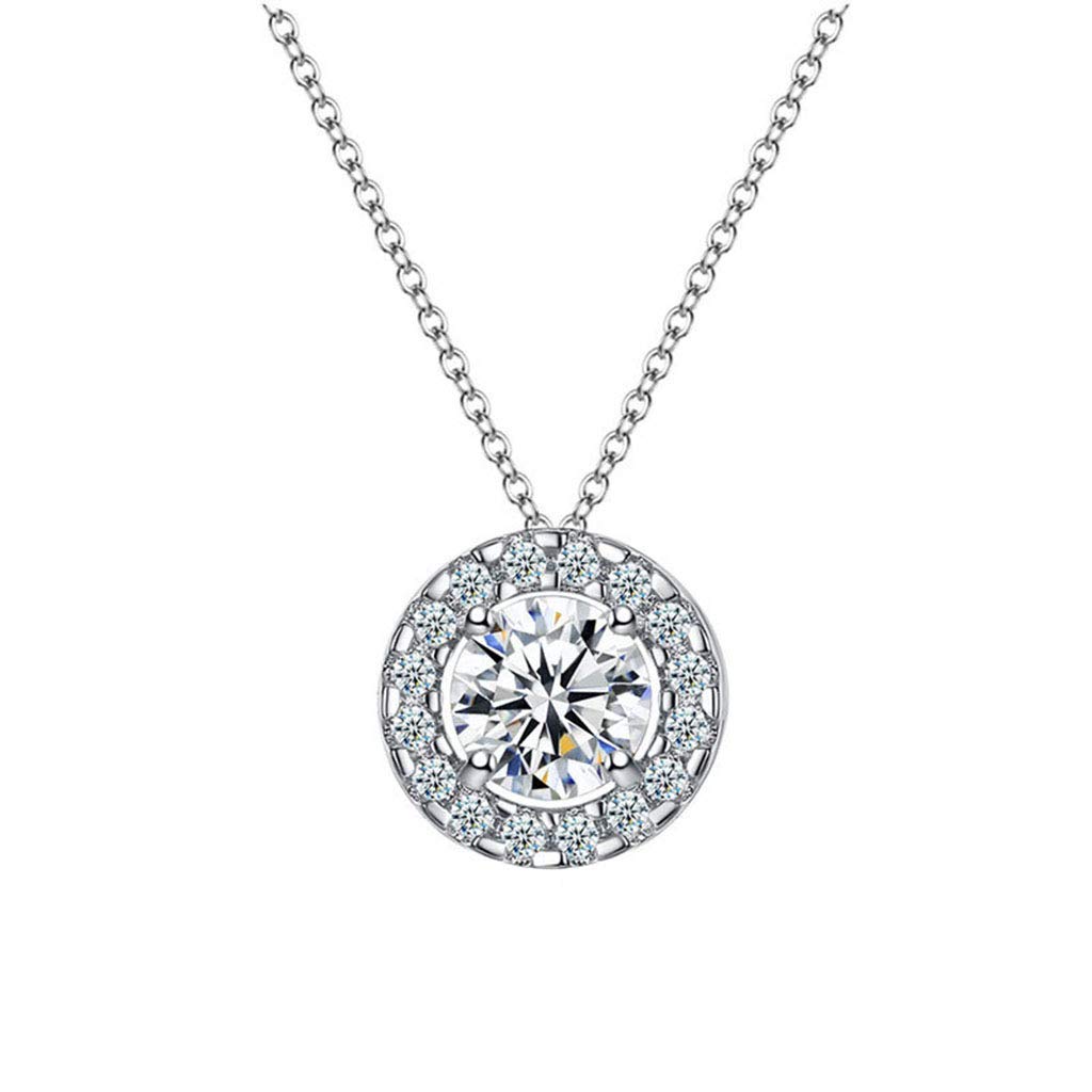 **Silver Memorial Jewelry - Cremation Urn Necklace for Ashes, Round Zircon Pet Keepsake Pendant with Chain | Perfect for Dog & Cat Memorial, Funeral, Bridal & Everyday Wear**