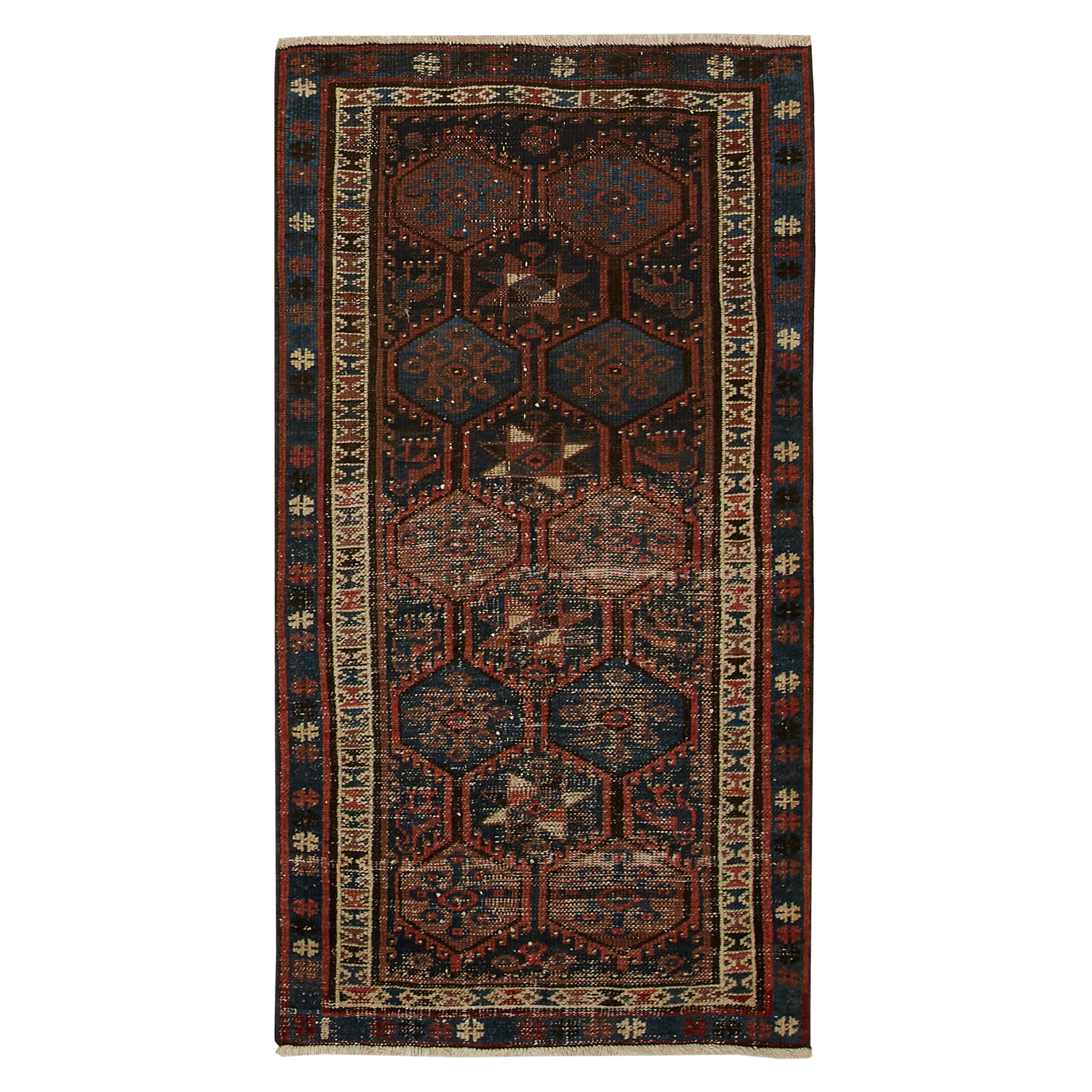 Vintage Hamadan Persian Rug C 1970 - Authentic Handmade Oriental Carpet for Home Decor, Living Room & Bedroom