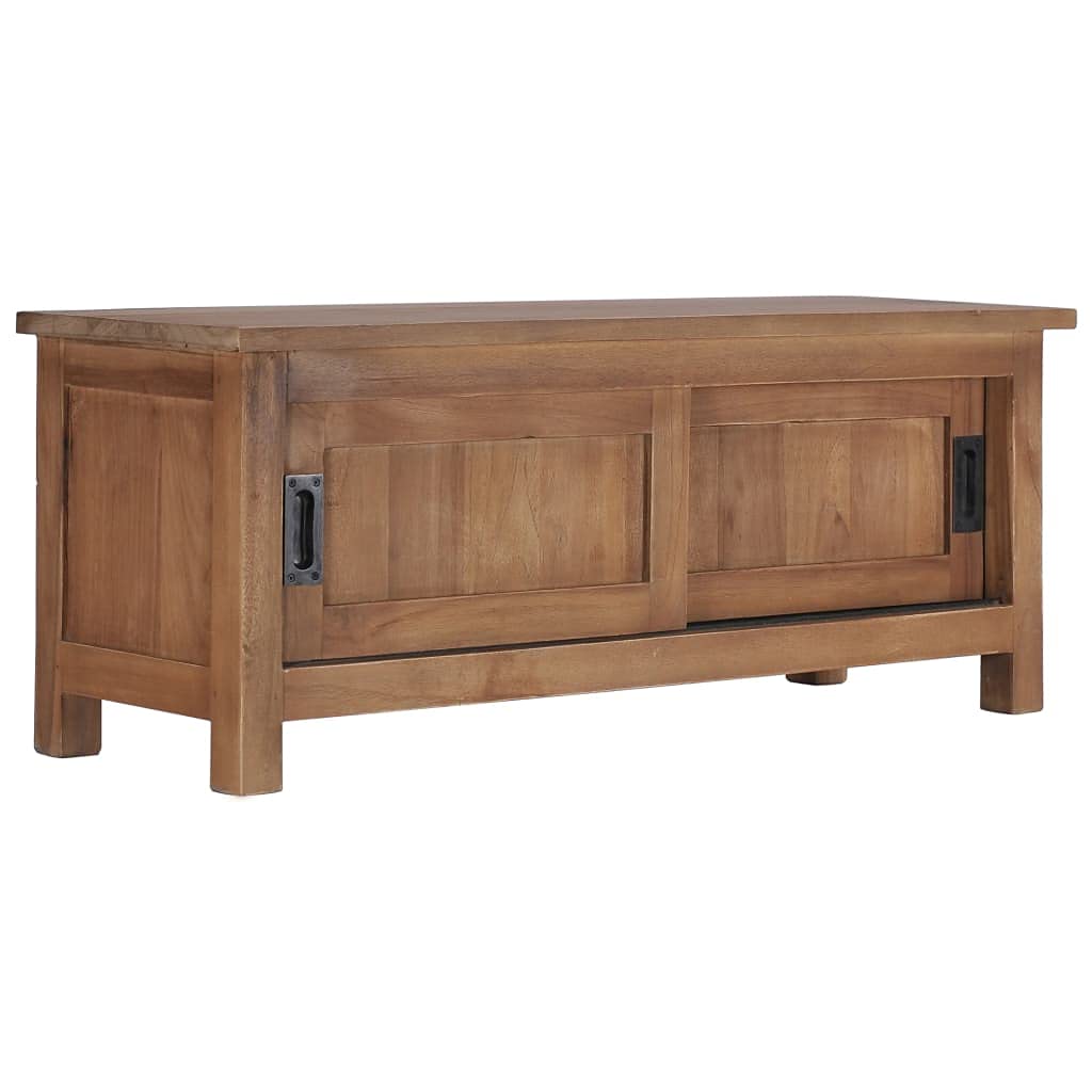 Compact TV Console Table Entertainment Center with Double Sliding Doors - Holds TVs up to 40 Inches - 35