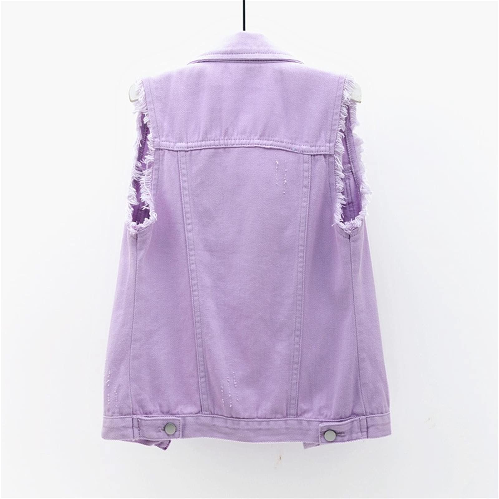 Women's Denim Vest Jacket - Sleeveless Washed Ripped Crop Jean Jacket in Candy Colors | Casual Outfits, Streetwear & Summer Fashion