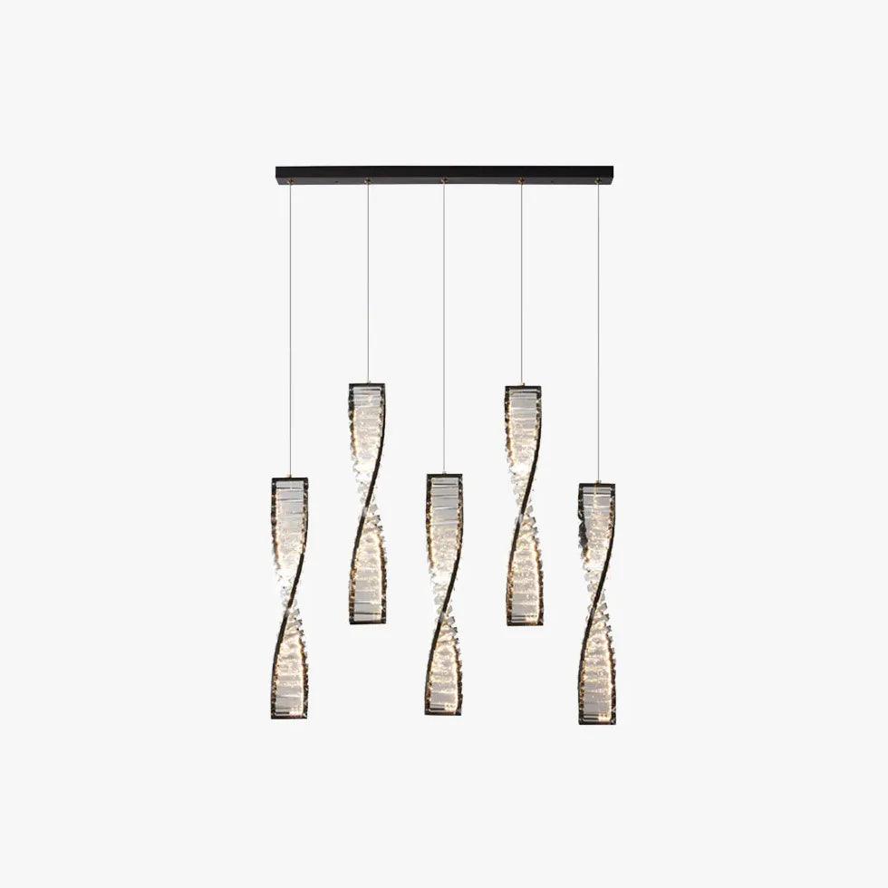 Elegant Spiral Strip Crystal Pendant Light - Modern Chandelier for Dining Room, Living Room & Bedroom Decor